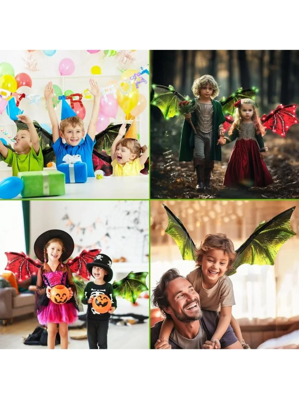 LED Light-Up Dinosaur Wings Costume for Kids - Halloween Dress-Up & Party Gift